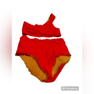 Two piece one shoulder bathing suit. Size medium. J Crew